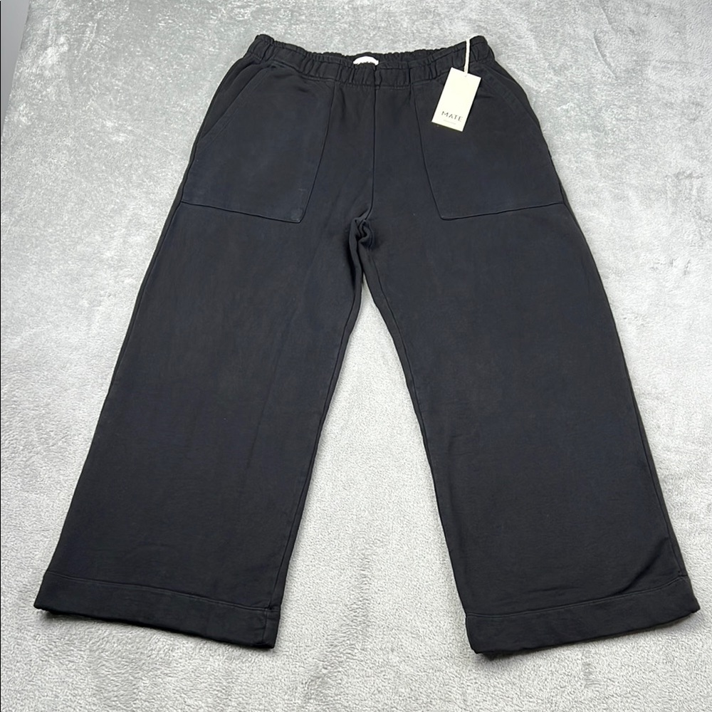 NEW MATE The Label XL 100% Organic Cotton French Terry Fleece Wide Leg Pant